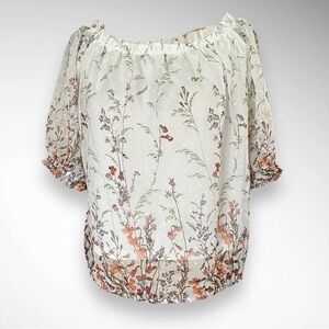 ALICE BLUE DESIGNED FOR STITCH FIX White Off the Shoulder‎ Floral Top | EUC
